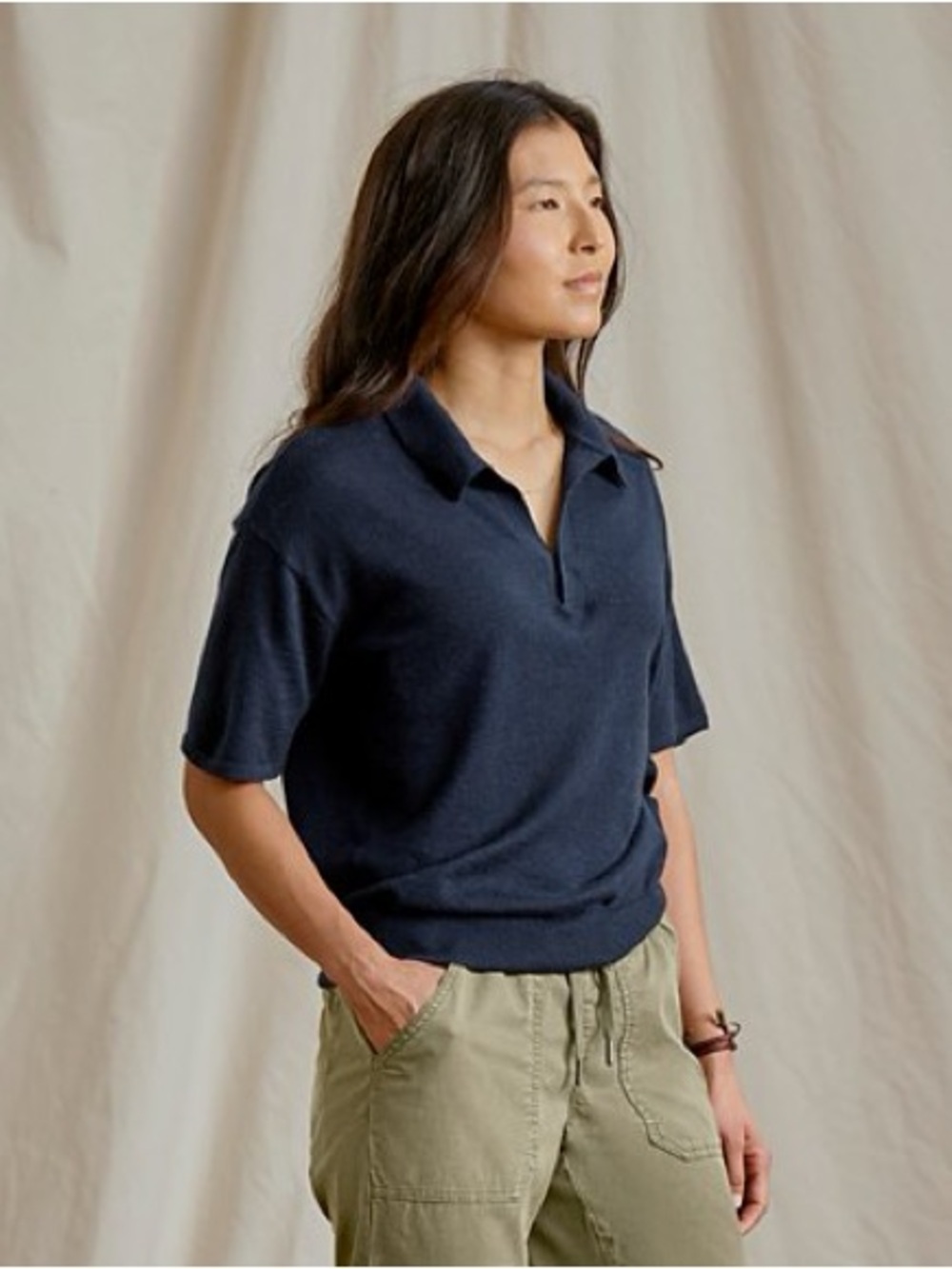 Orvis Featherweight Cashmere Polo Tee size L NWOT